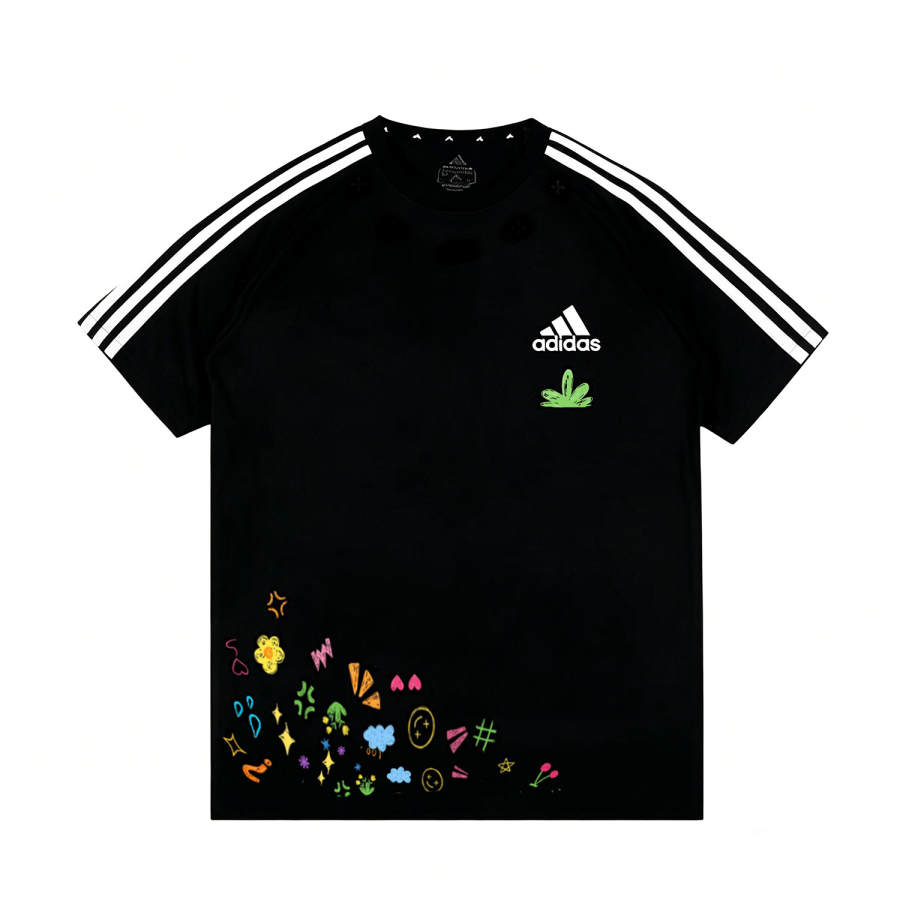 Adidas Adidas Football T Shirts Unisex Rainbow Black Crew Neck Moderate