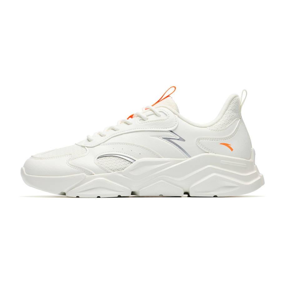 ANTA Unruly Series Casual Shoes Men's Low Top Ivory/Silver/Fluorescent Super Orange