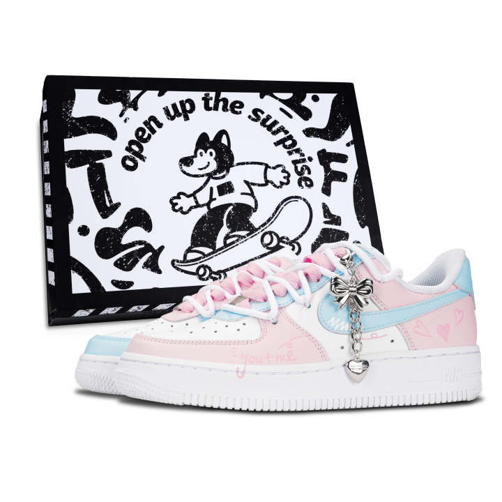 Nike Nike Air Force 1 Skateboard Shoes Unisex Low Top White/Pink/Blue