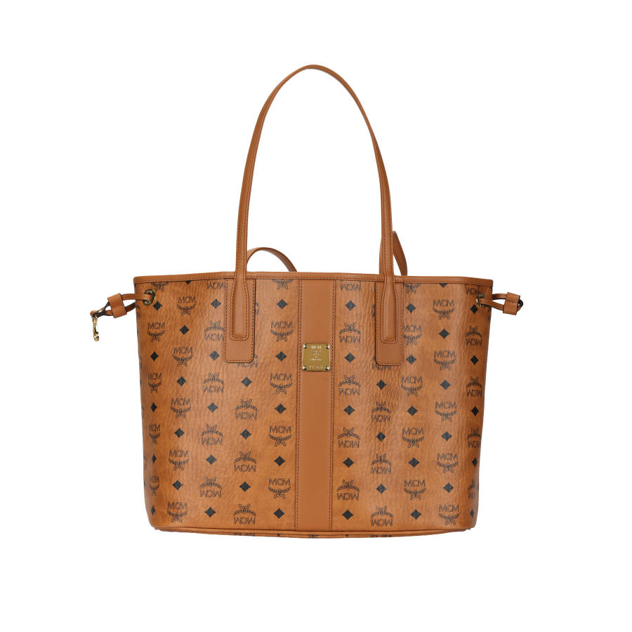 MCM Liz Canvas Handbag, Shoulder Bag Medium Women's Brown & Cognac