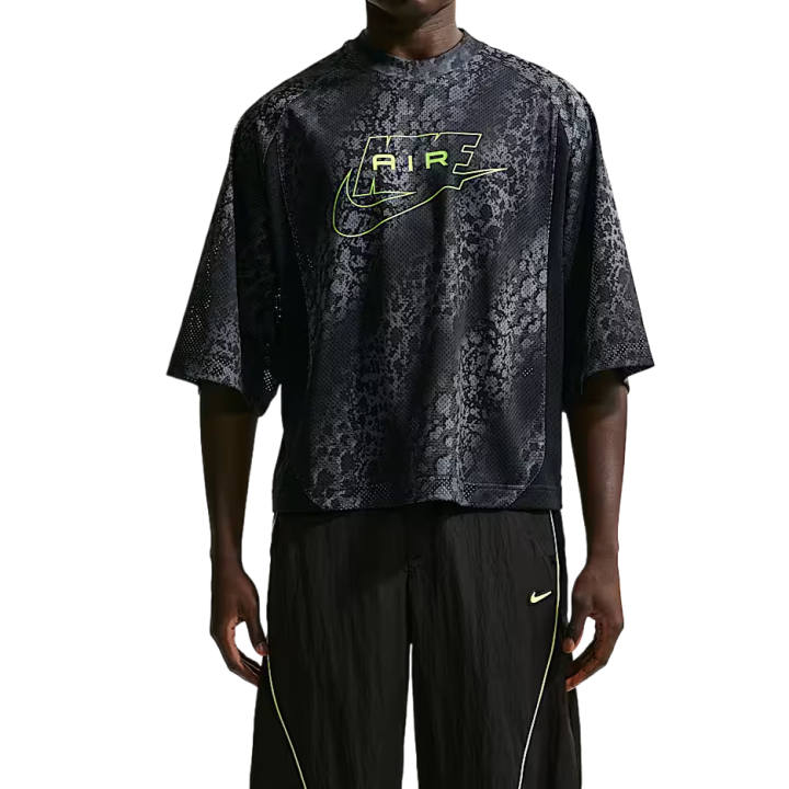 Nike Nike Air T Shirts Men's Dark Smoke Gray/Black/Neon Green Crew Neck Moderate