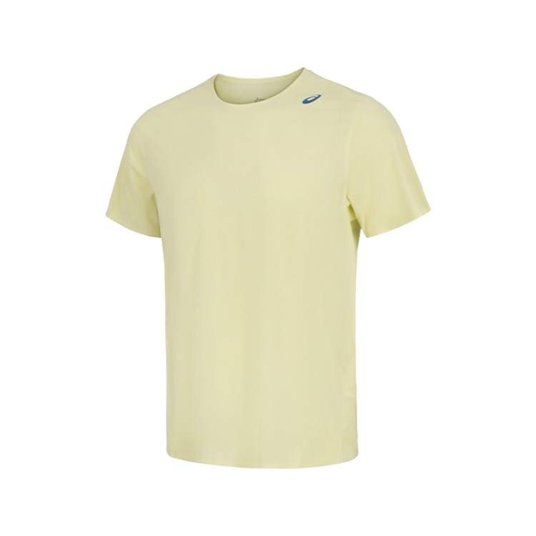 ASICS D.FRESH Running T Shirts Men's Yellow Green Crew Neck