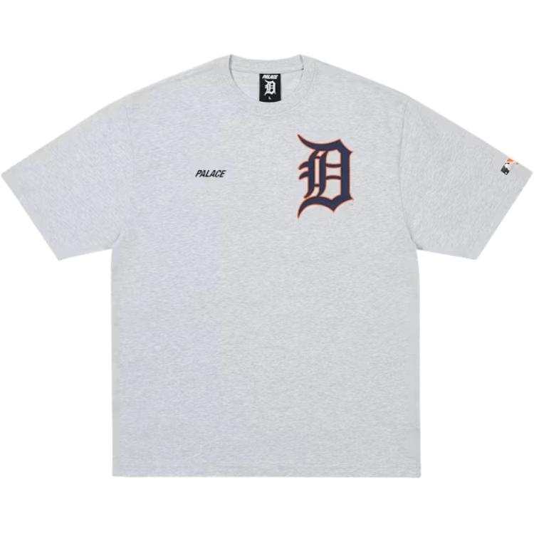 PALACE Detroit Tigers × MLB T Shirts Unisex Gray Crew Neck