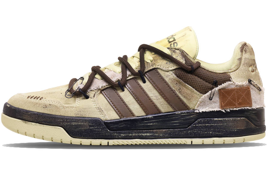 Adidas Neo Entrap Skateboard Shoes Unisex Low Top Beige & Brown & Black Distressed Color Block
