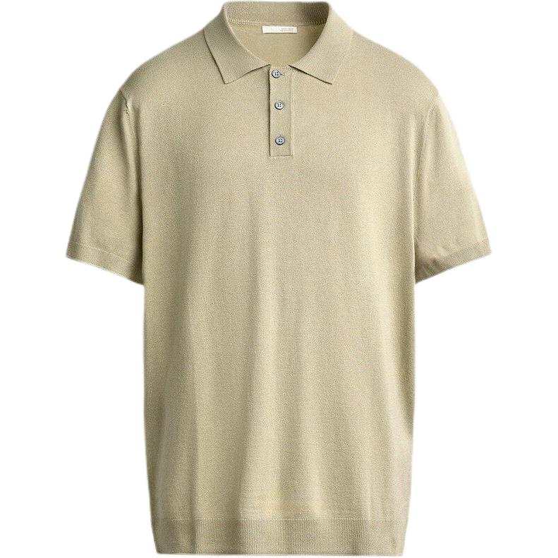 ZARA Polo Shirts Men's Light Green Lapel Moderate Straight Fit