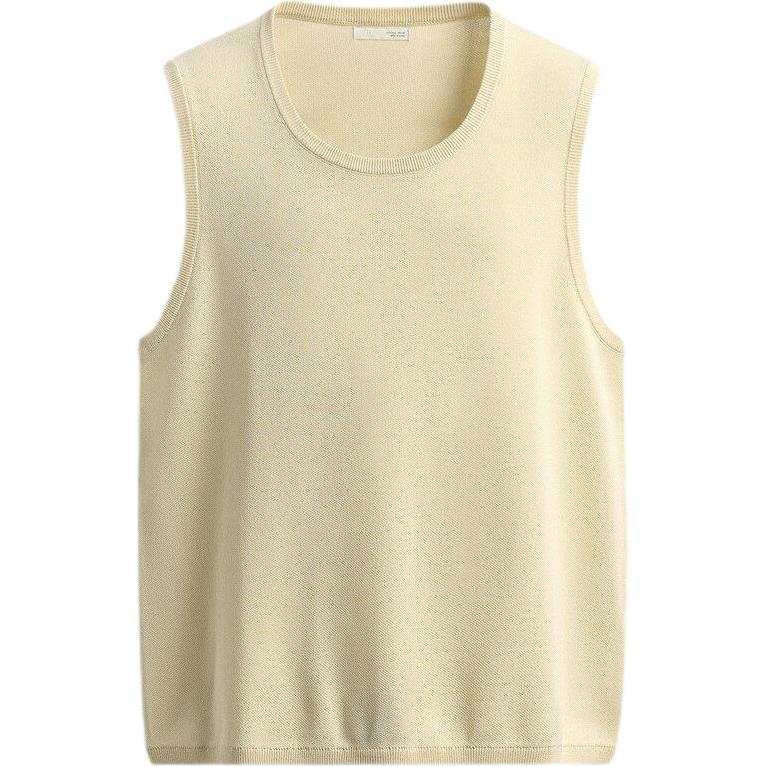 ZARA Tank Tops Men's Light Beige Crew Neck Moderate Other