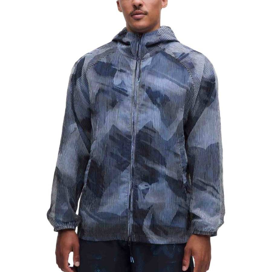 Lululemon X SAUL NASH Jackets Men's Holographic Dance Marine Blue Hooded Non Detachable Moderate