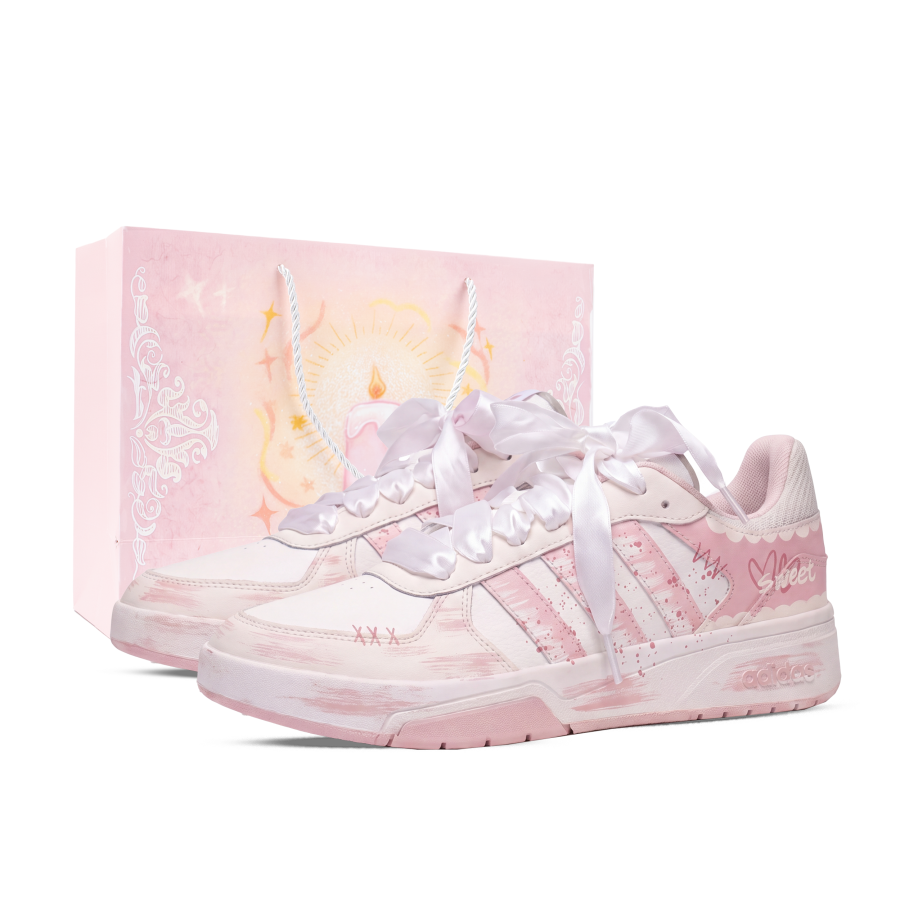 Adidas Adidas COURTBEAT Skateboard Shoes Unisex Low Top White/Pink