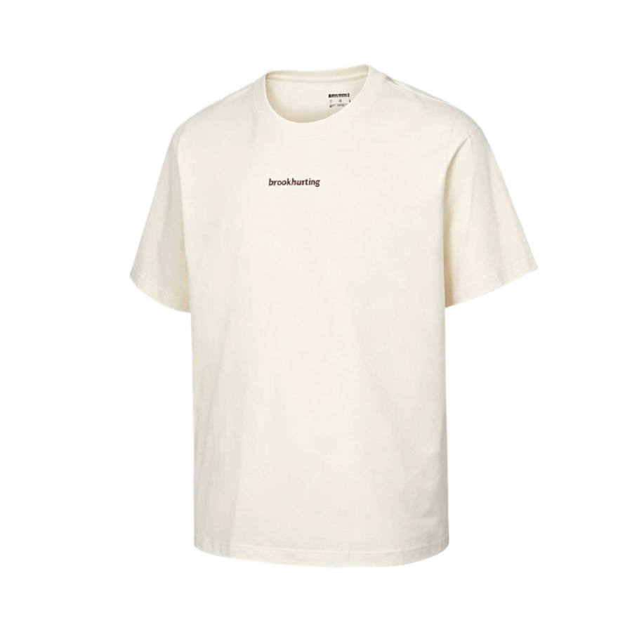 Brooks Brooks T Shirts Men's Ecru/Cocoa Crew Neck Moderate
