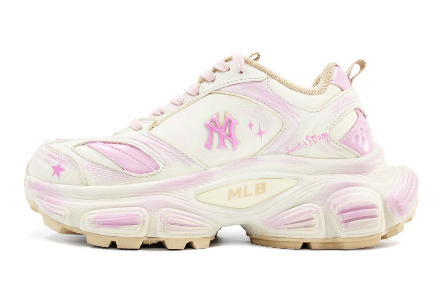 MLB New York Yankees Chunky Sneakers Unisex Low Top White Pink