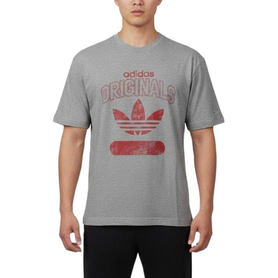 Adidas Originals T Shirts Men's Light Gray Crew Neck Moderate