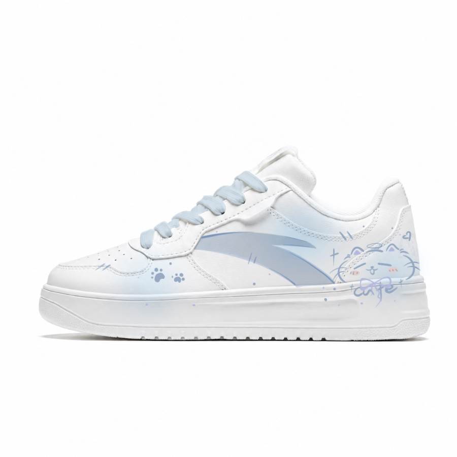 ANTA Easy Skateboard Shoes Women's Low Top White/Purple/Blue