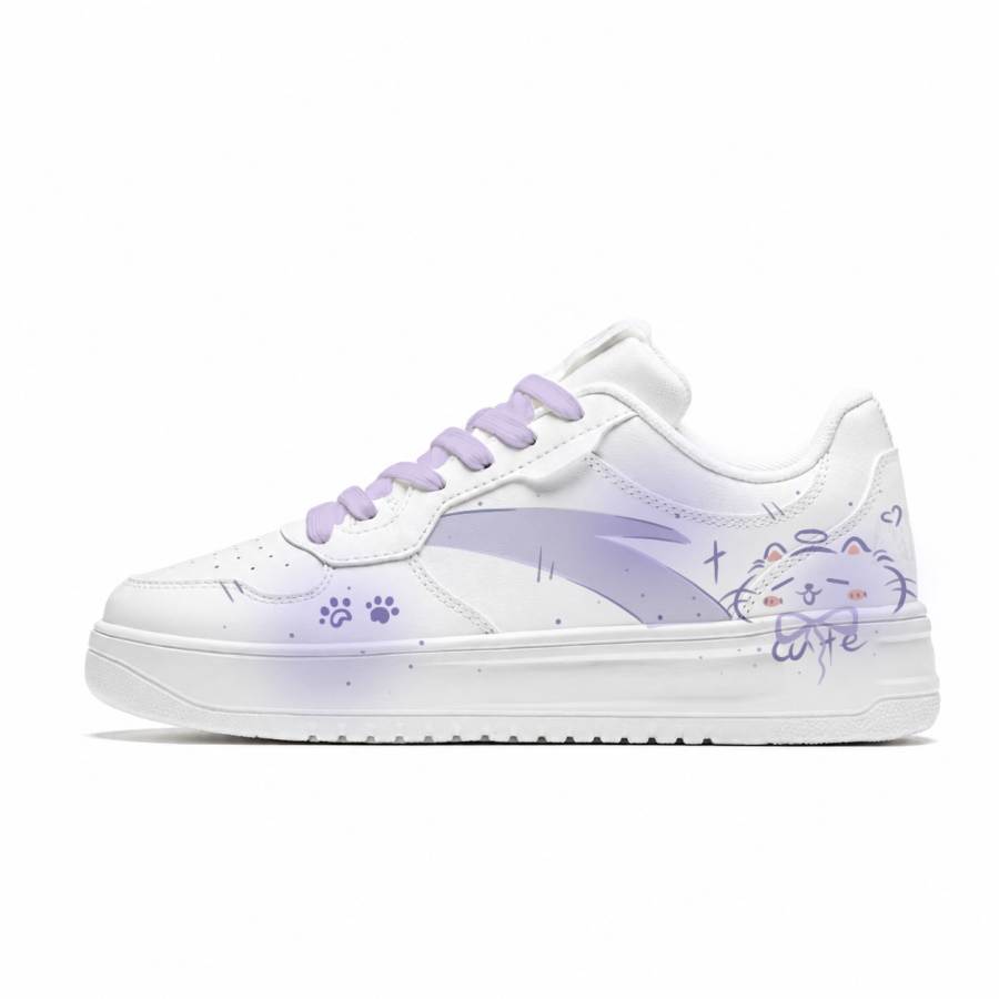 ANTA Easy Skateboard Shoes Women's Low Top White/Purple