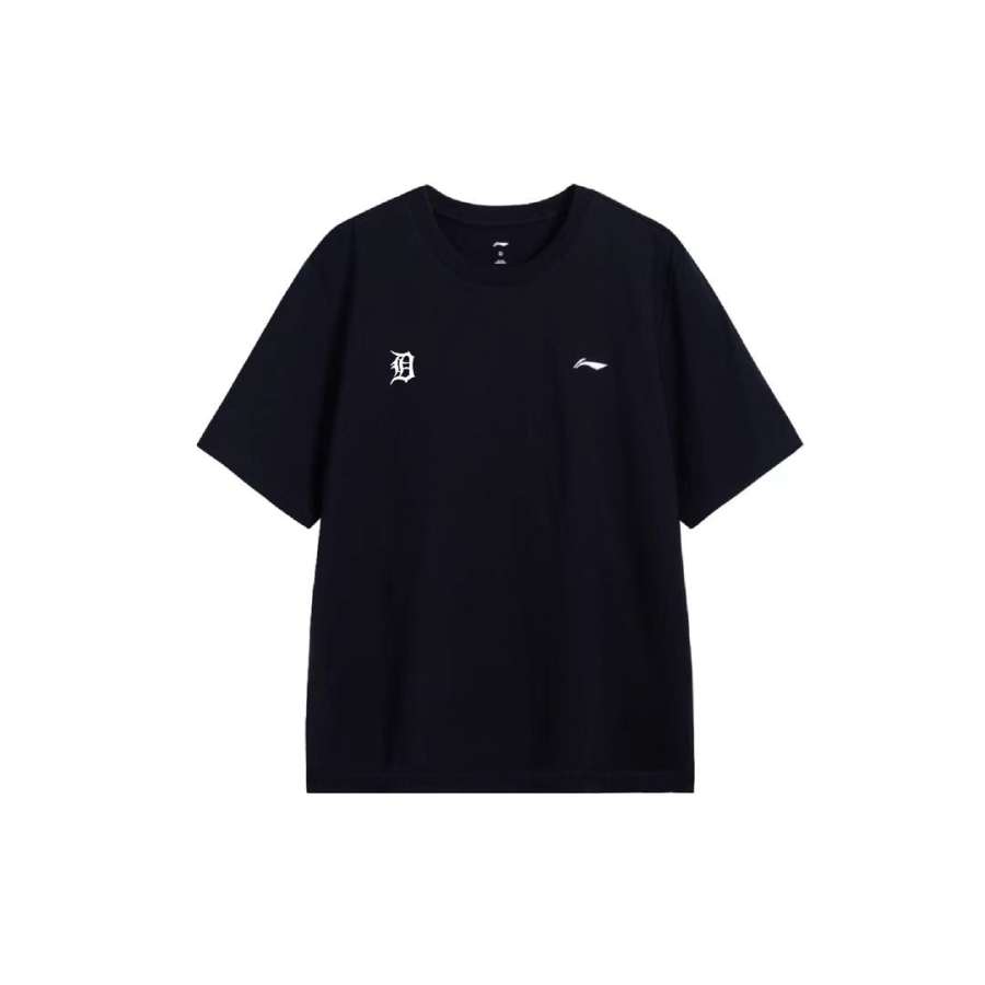 Li-Ning Li Ning T Shirts Unisex Black Crew Neck Moderate