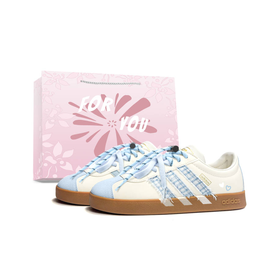 Adidas Adidas VL COURT 2.0 German Army Trainers Women's Low Top Ecru Light Blue Beige Base Color Block