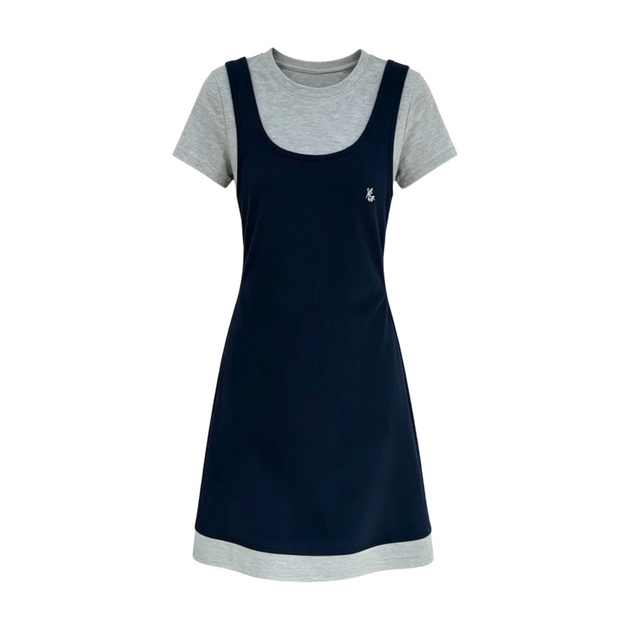 FINDSME GAGA Short Sleeved Dresses Women's Short Crew Neck Thin Short Skirt A Line Skirt