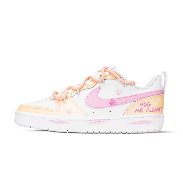 Nike Nike Court Borough 2 Skateboard Shoes Unisex Low Top White/Yellow/Pink