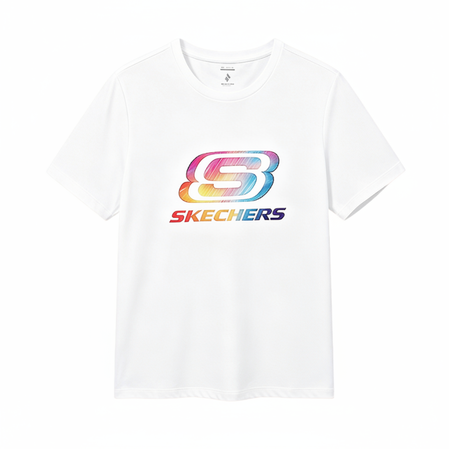 Skechers T Shirts Unisex Bright White Crew Neck Moderate Straight Fit