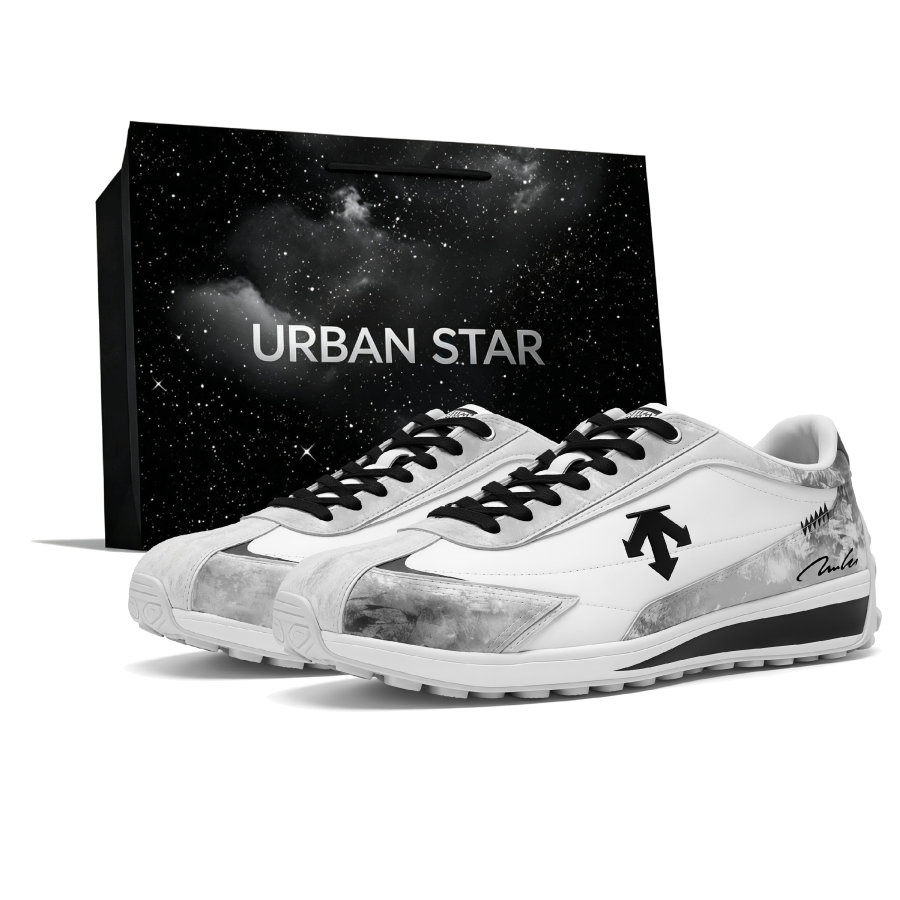 DESCENTE Cron Racer Casual Shoes Unisex Low Top White, Gray & Black