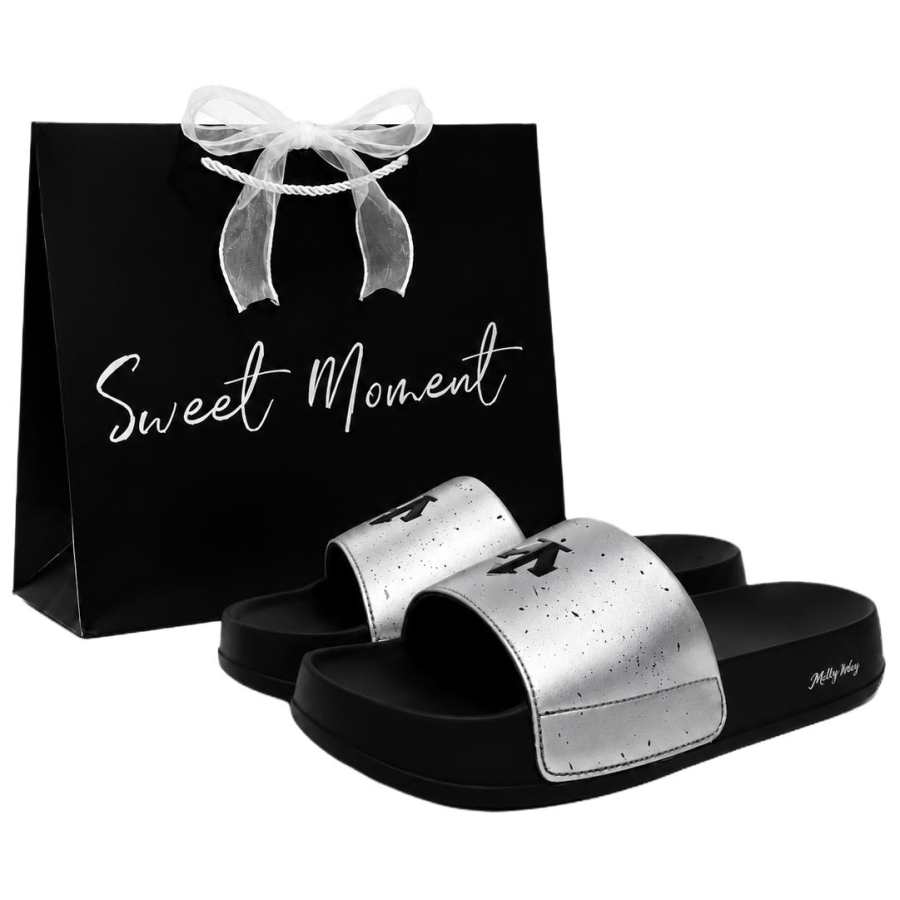 DESCENTE DESCENTE ICING NAS Slide Slippers Unisex Silver/Black