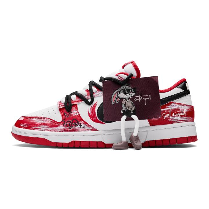 Nike Nike Dunk Low top Skateboard Shoes Unisex Black Red