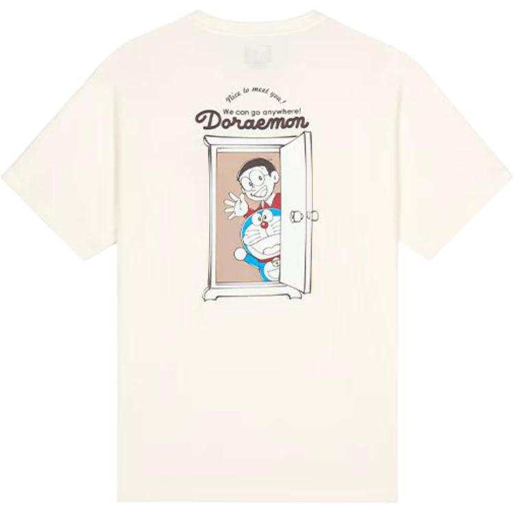 New Era X Doraemon T Shirts Unisex White Crew Neck Moderate Straight Fit
