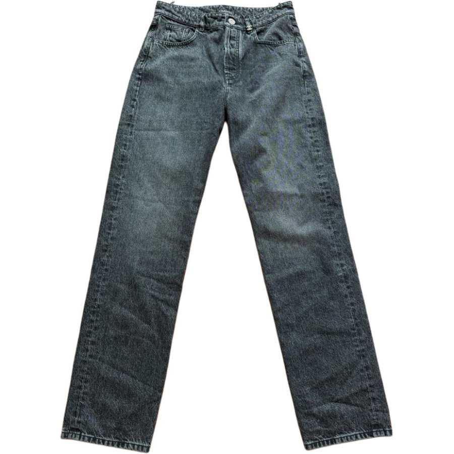 CHANEL Jeans Women's Black Moderate Straight Fit Pants
