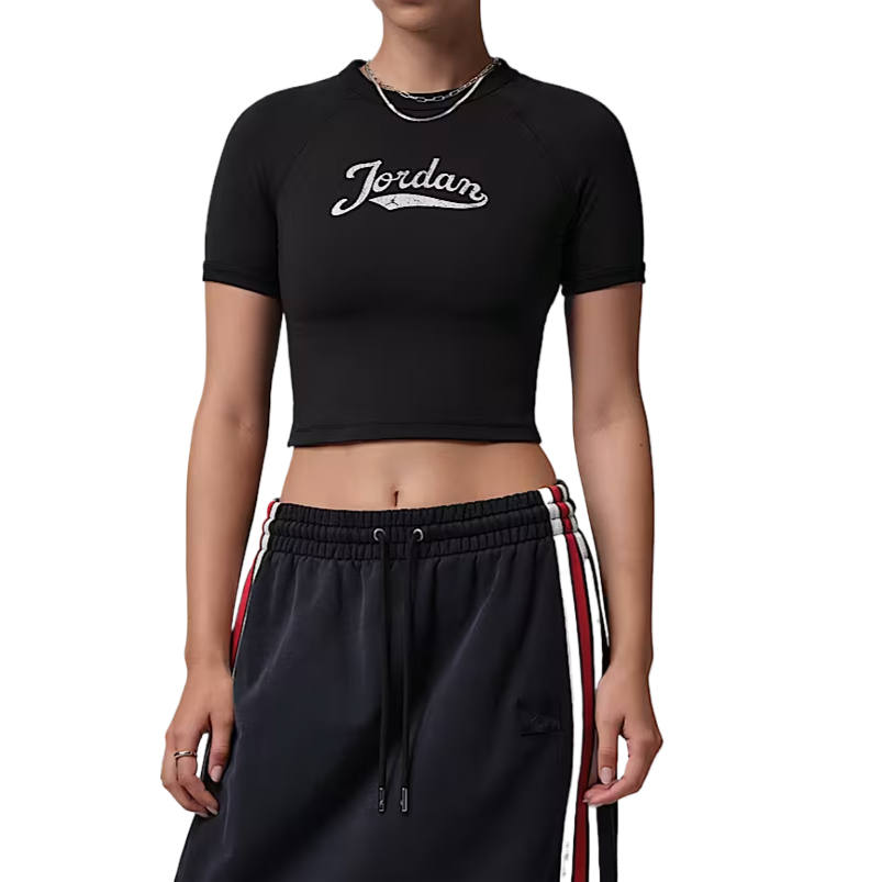 Jordan Jordan Brooklyn T Shirts Women's Black/Dark Smoke Gray/White Crew Neck