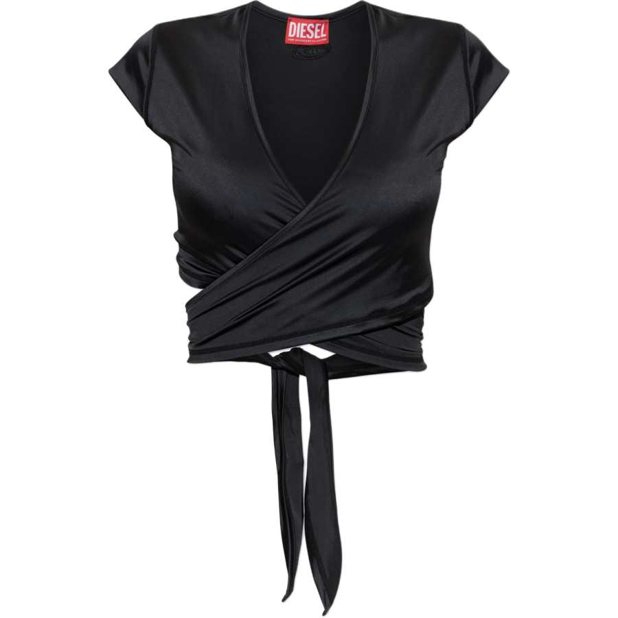 DIESEL Crop Tops Women's Black V Neck Moderate