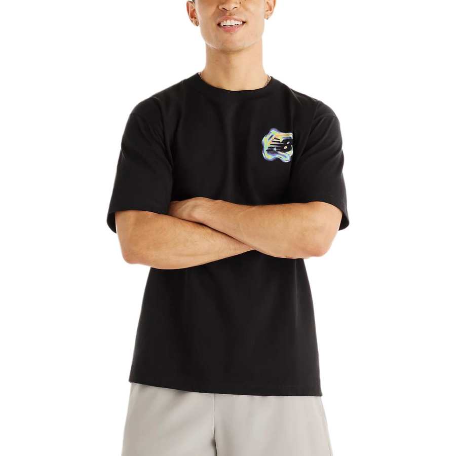 New Balance New Balance T Shirts Men's Black Crew Neck Moderate