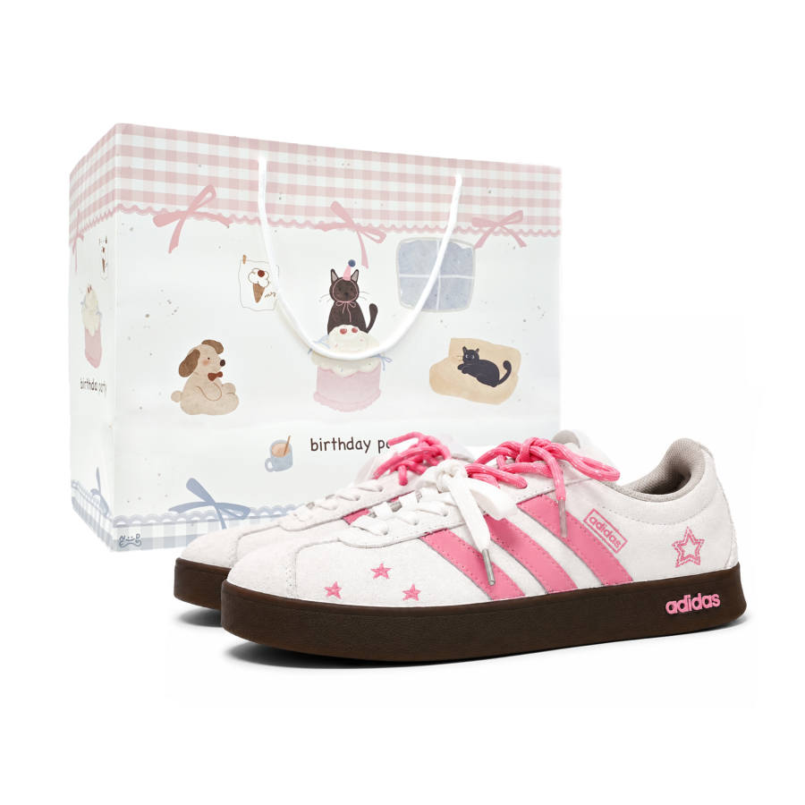Adidas Adidas VL COURT 2.0 Skateboard Shoes Unisex Low Top Pink