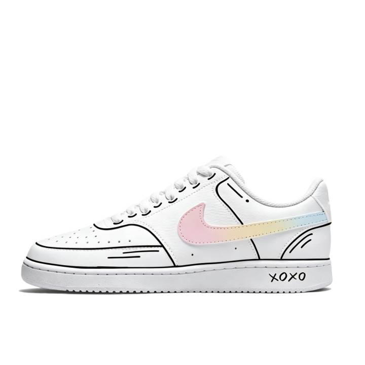 Nike Nike Court Vision 1 Skateboard Shoes Unisex Low Top Blue, Pink, Yellow