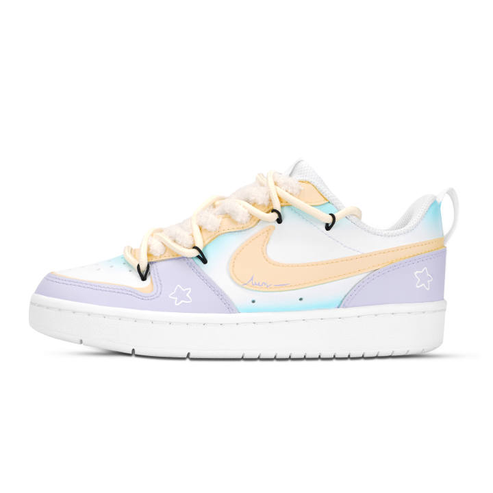 Nike Nike Court Borough 2 Skateboard Shoes Unisex Low Top White/Purple/Yellow