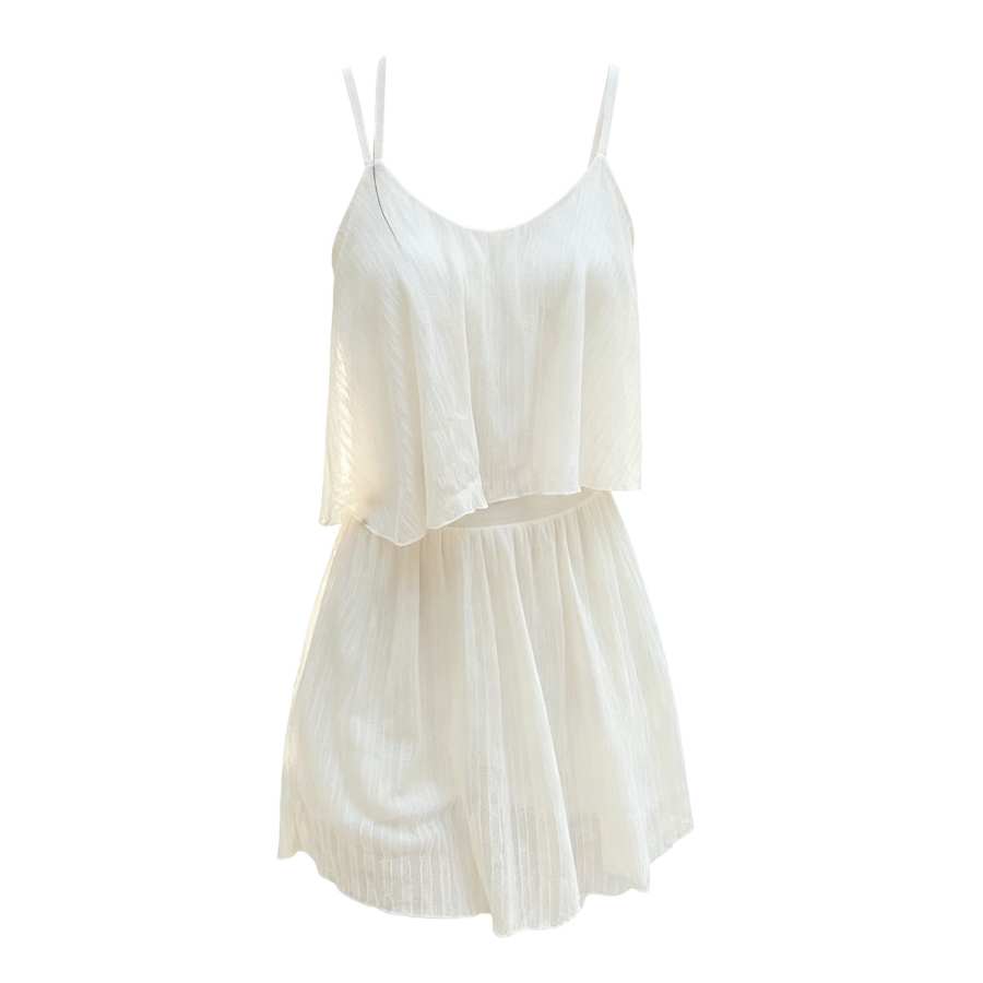 Sugarfunk One Piece Swimsuits Women's Ecru Camisole Thin Short Skirt One Piece Swimsuit