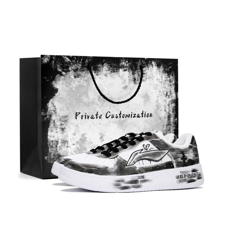 Li-Ning Li Ning Floating Boat Skateboard Shoes Men's Low Top Black White Ink Wash Colorway