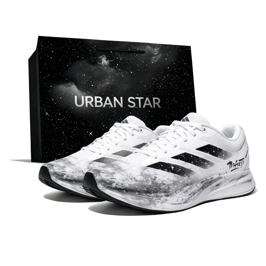 Adidas Adidas Duramo RC Running Shoes Unisex Low Top White Black Gray Ink Wash Blended Colorway