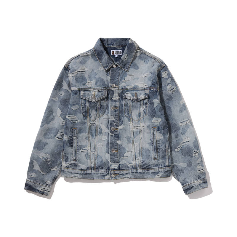 A BATHING APE FW26 Denim Jackets Unisex BLX/Blue Lapel Moderate Straight Fit