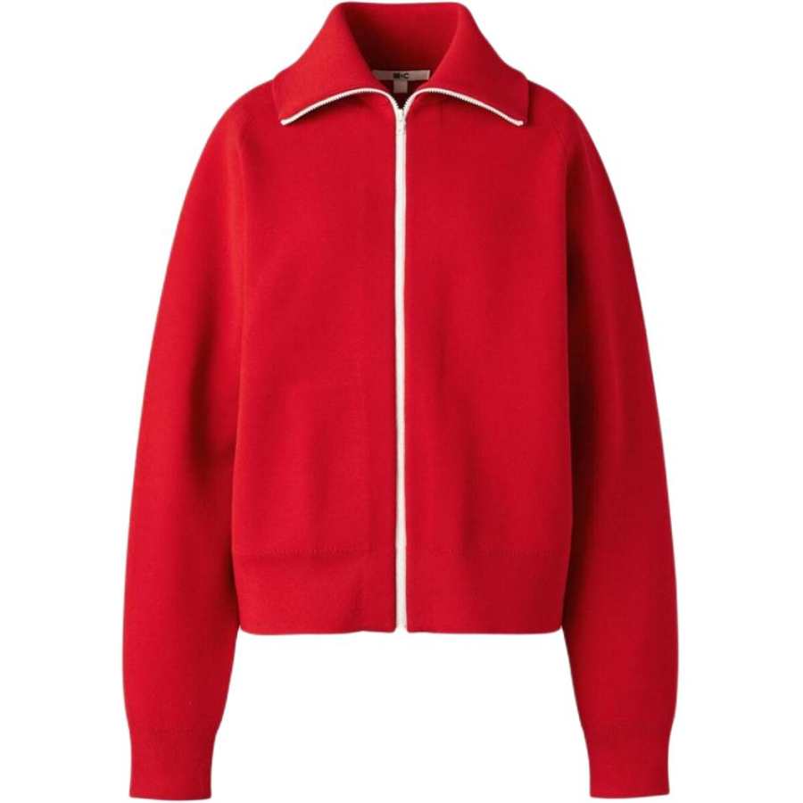 UNIQLO C Collection Knitwear Unisex Coral Red Lapel Moderate Straight Fit