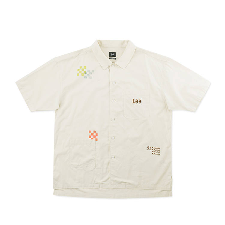 Lee Shirts Men's Milk White Lapel Moderate Straight Fit