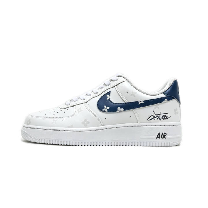 Nike Nike Air Force 1 Skateboard Shoes Unisex Low Top White Blue Color Block Monogram Colorway