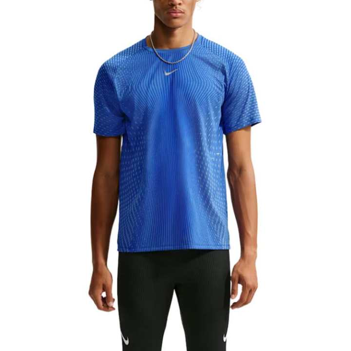 Nike Nike Running T Shirts Men's Old Royal/Aluminum Crew Neck Moderate