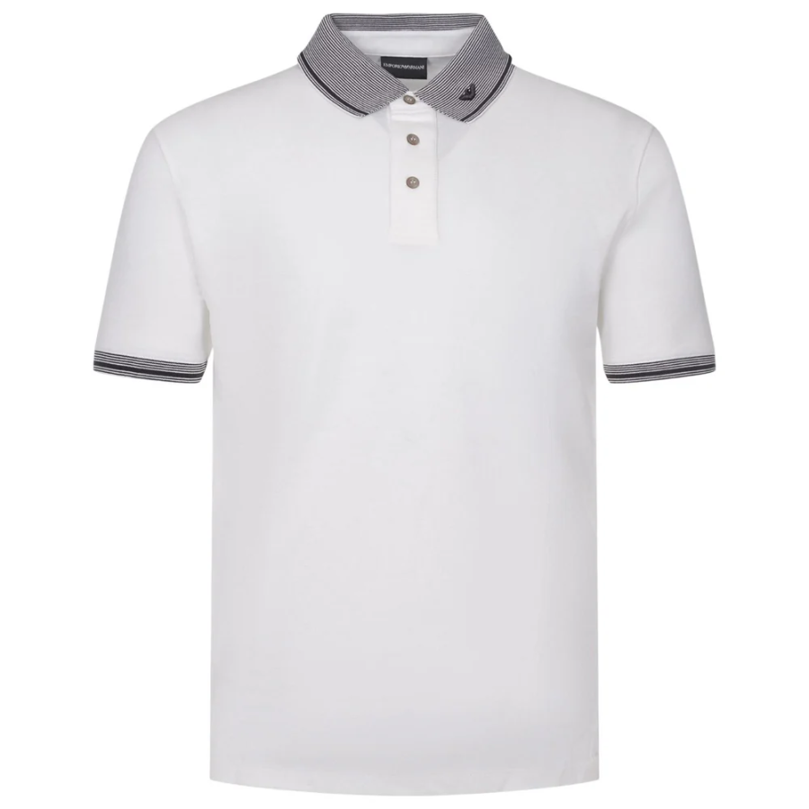 EMPORIO ARMANI Piped Collar Piqué Polo Shirt