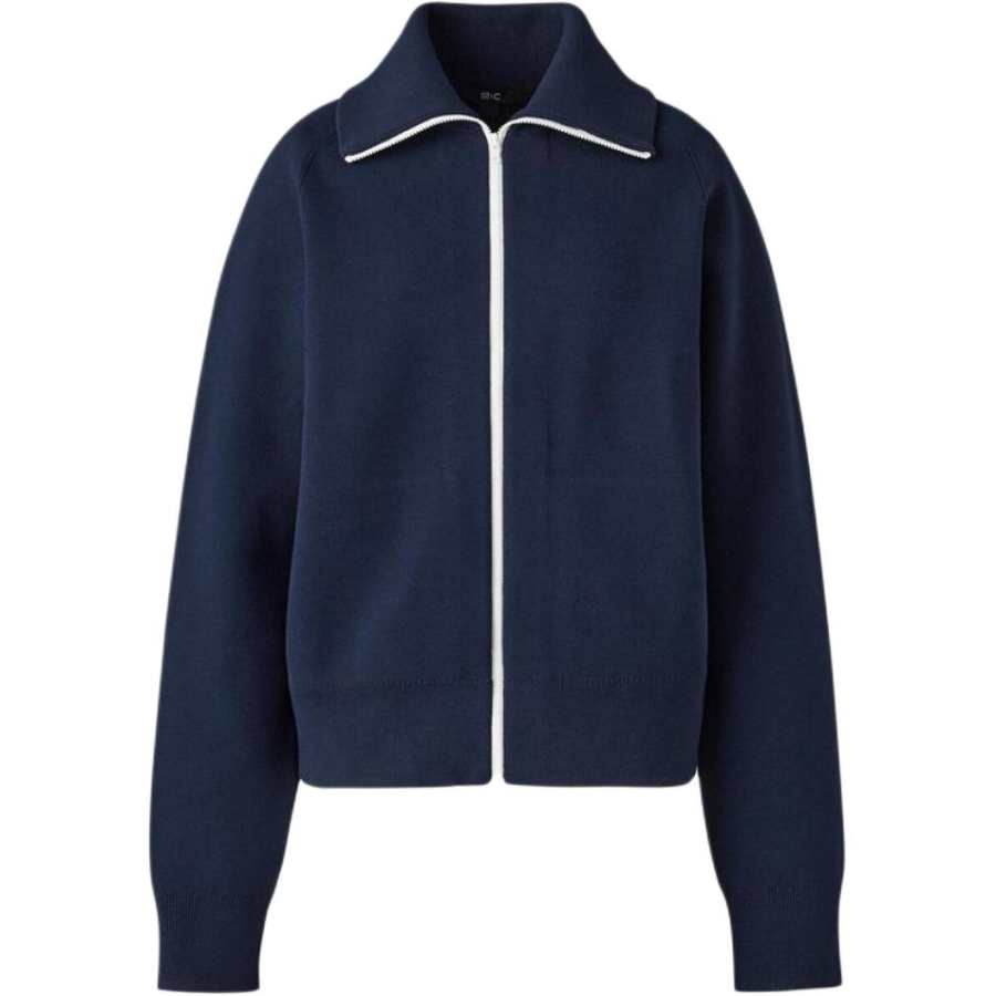 UNIQLO C Collection Knitwear Unisex Navy Blue Lapel Moderate