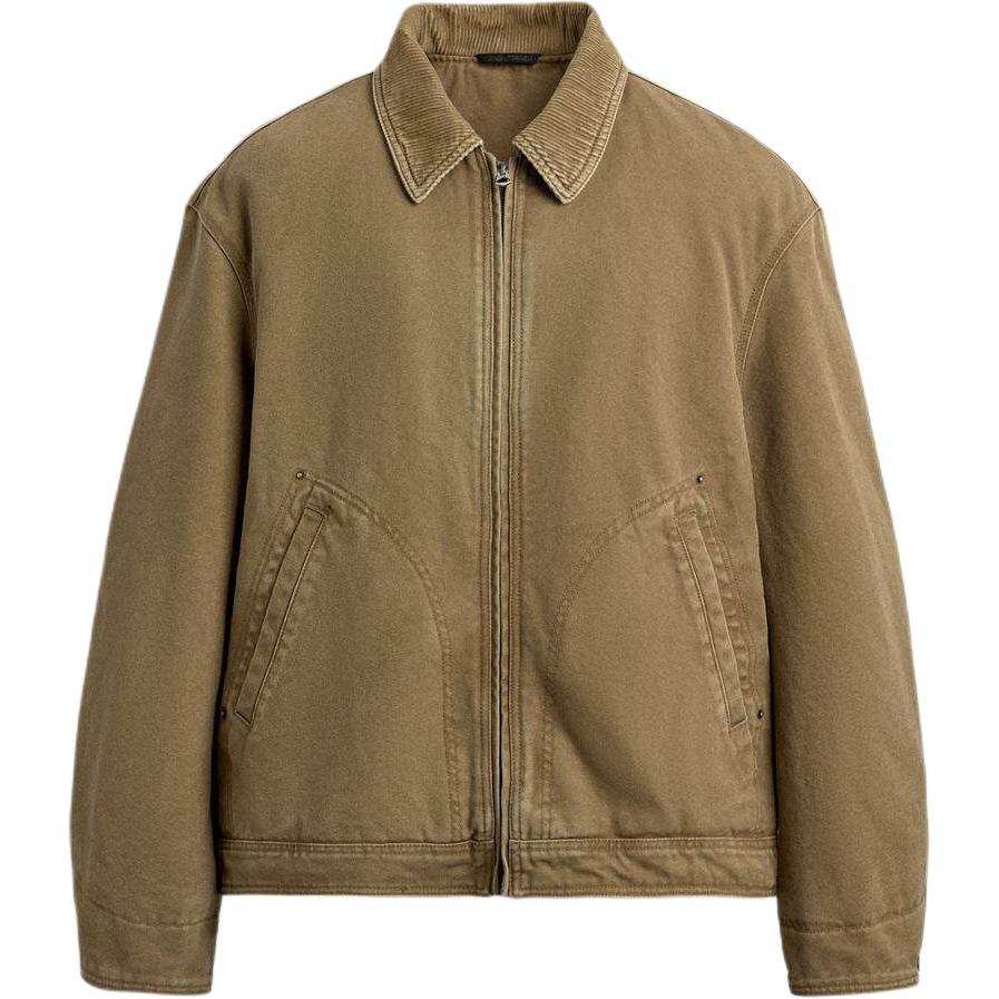 ZARA Jackets Men's Beige Lapel Moderate Straight Fit