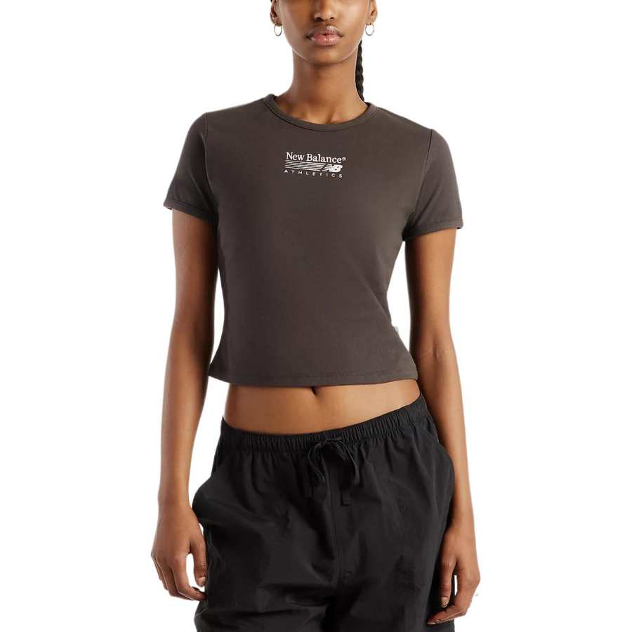 New Balance New Balance T Shirts Women's Black Cement Crew Neck Moderate