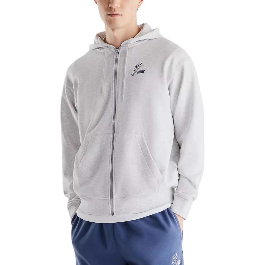 New Balance New Balance French Terry Sweatshirts Men's Ash Heather Hooded Non Detachable Moderate