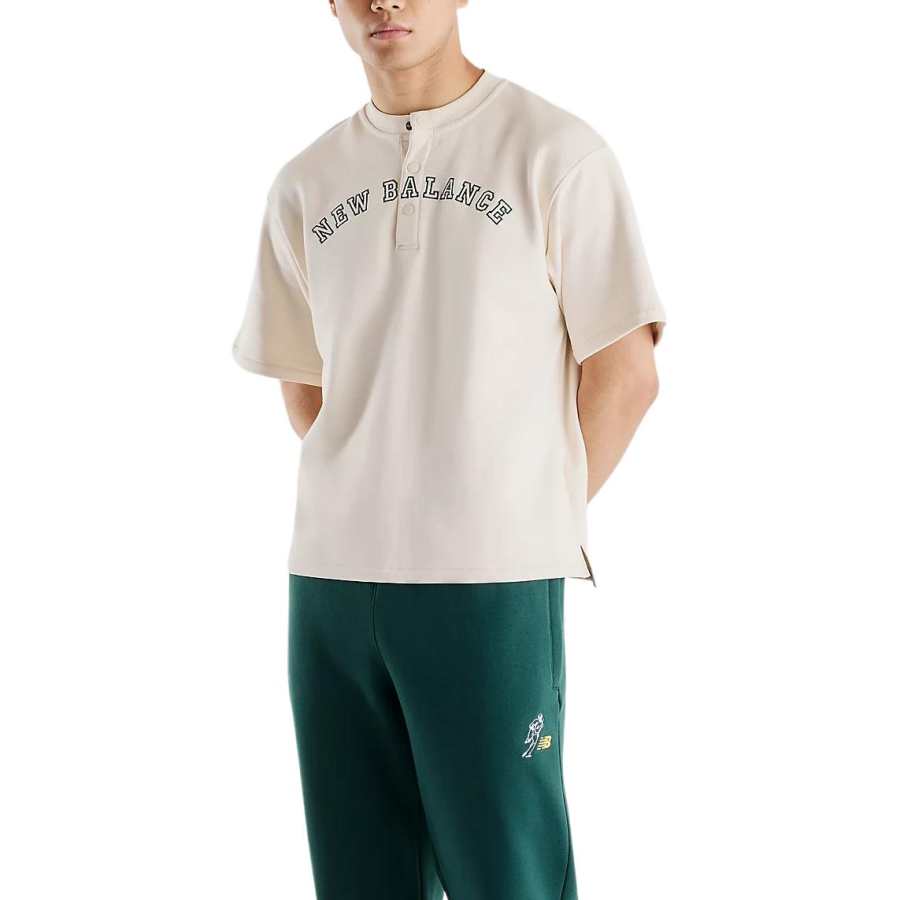 New Balance New Balance French Terry T Shirts Men's Linen Henry Collar Moderate