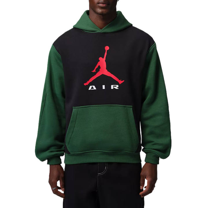 Jordan Jordan Sweatshirts Men's Black Canyon Green University Red Hooded Non Detachable Moderate