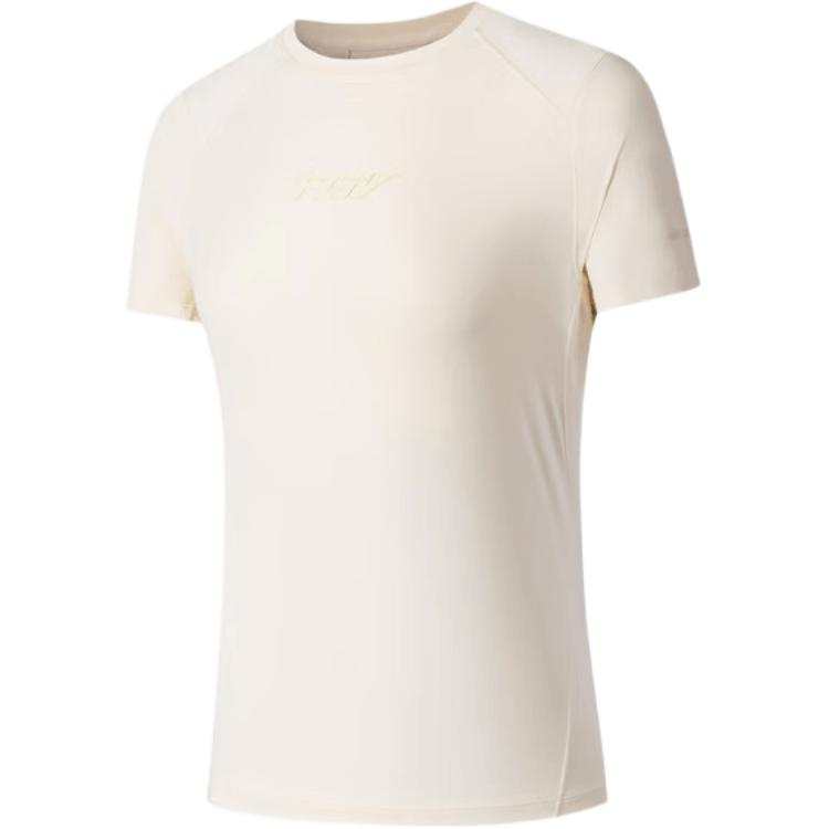 ANTA T Shirts Women's Beige Yellow Crew Neck Moderate Straight Fit