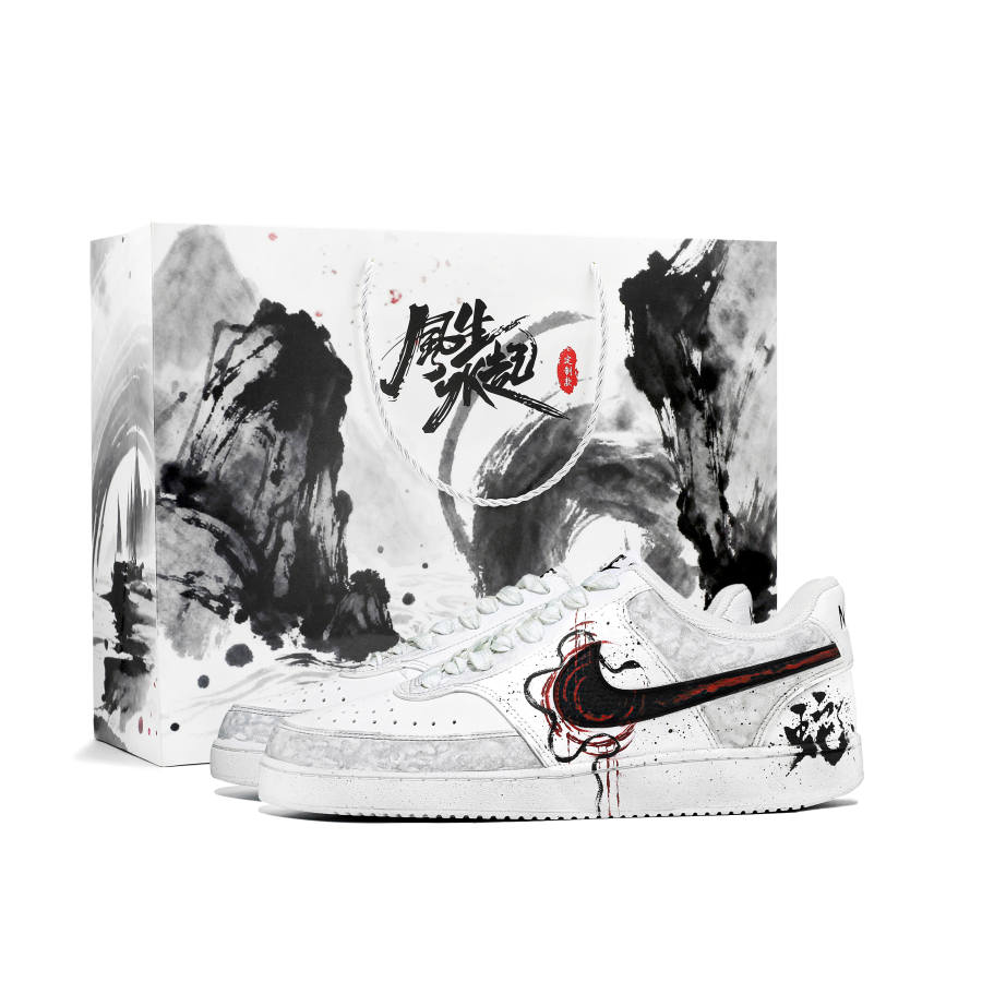 Nike Nike Court Vision 1 Skateboard Shoes Men's Low Top White Black Red Gray Ink Wash Colorway